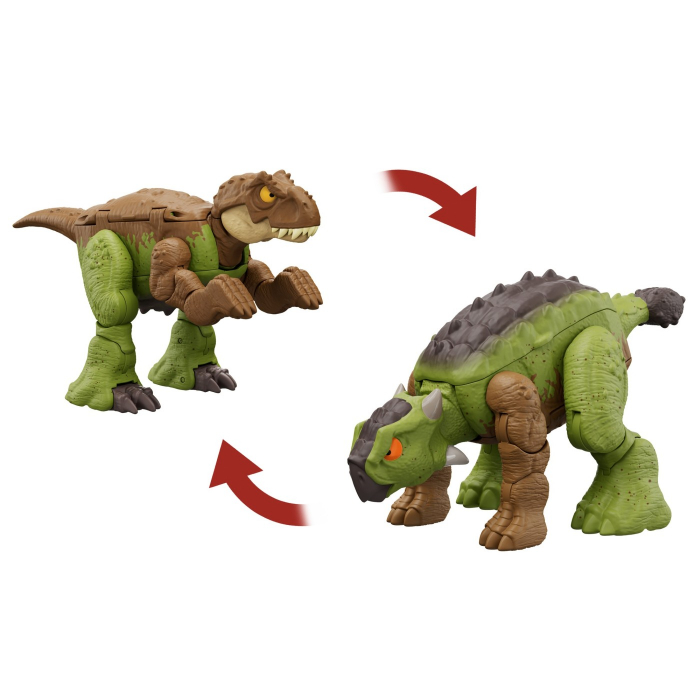Jurassic World - Fierce Changers Double Danger Dinozaur Transformabil Tyrannosaurus Rex și Ankylosaurus Maro  [3]