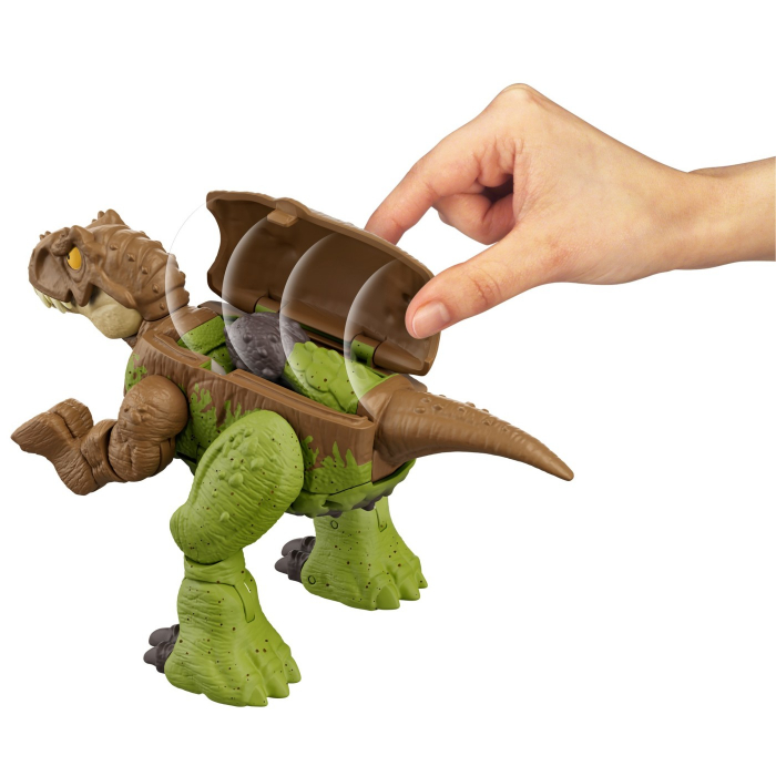 Jurassic World - Fierce Changers Double Danger Dinozaur Transformabil Tyrannosaurus Rex și Ankylosaurus Maro  [6]