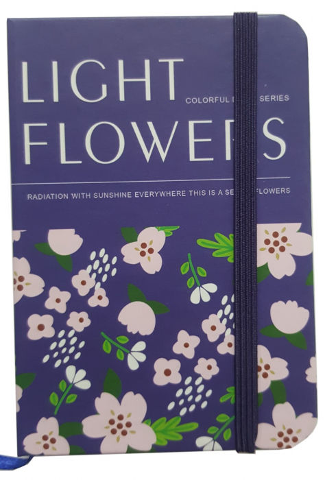 Jurnal Light Flowers,elastic,160 pagini,A7,diverse culori