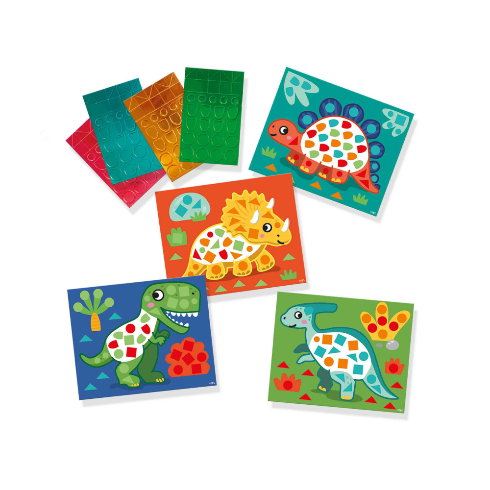 Kit creativ pentru copii cu accesorii incluse- Invat sa creez tablouri cu mozaic tematica dinozauri [2]