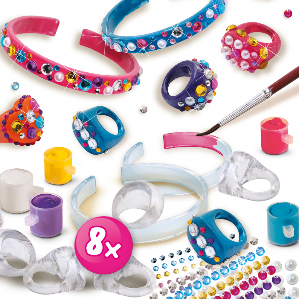 Kit creativ pentru copii cu accesorii inlcuse - Inele si bratari cu diamante [3]