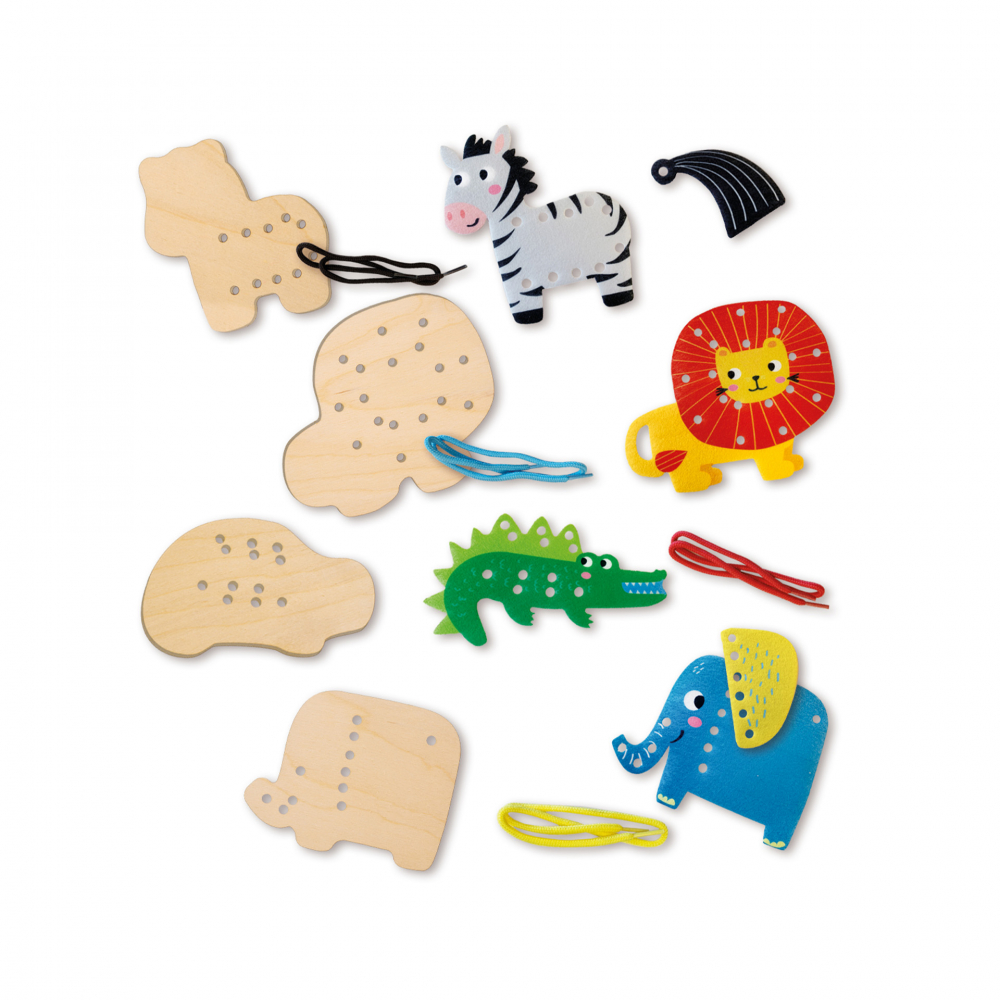 Kit creativ pentru copii cu sireturi - Invatam sa coasem animale [2]