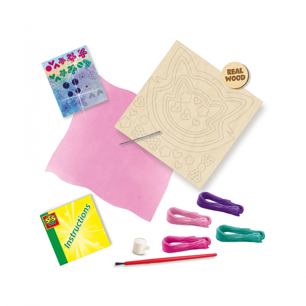 Kit creativ  pentru copii de broderie pe tull pentru copii cu pisici [2]