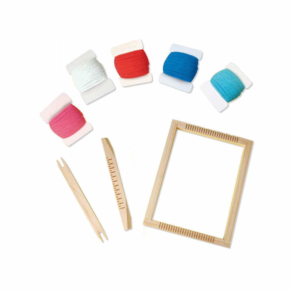 Kit creativ-Razboi de tesut de jucarie cu accesorii si fire colorate,+8 ani [3]