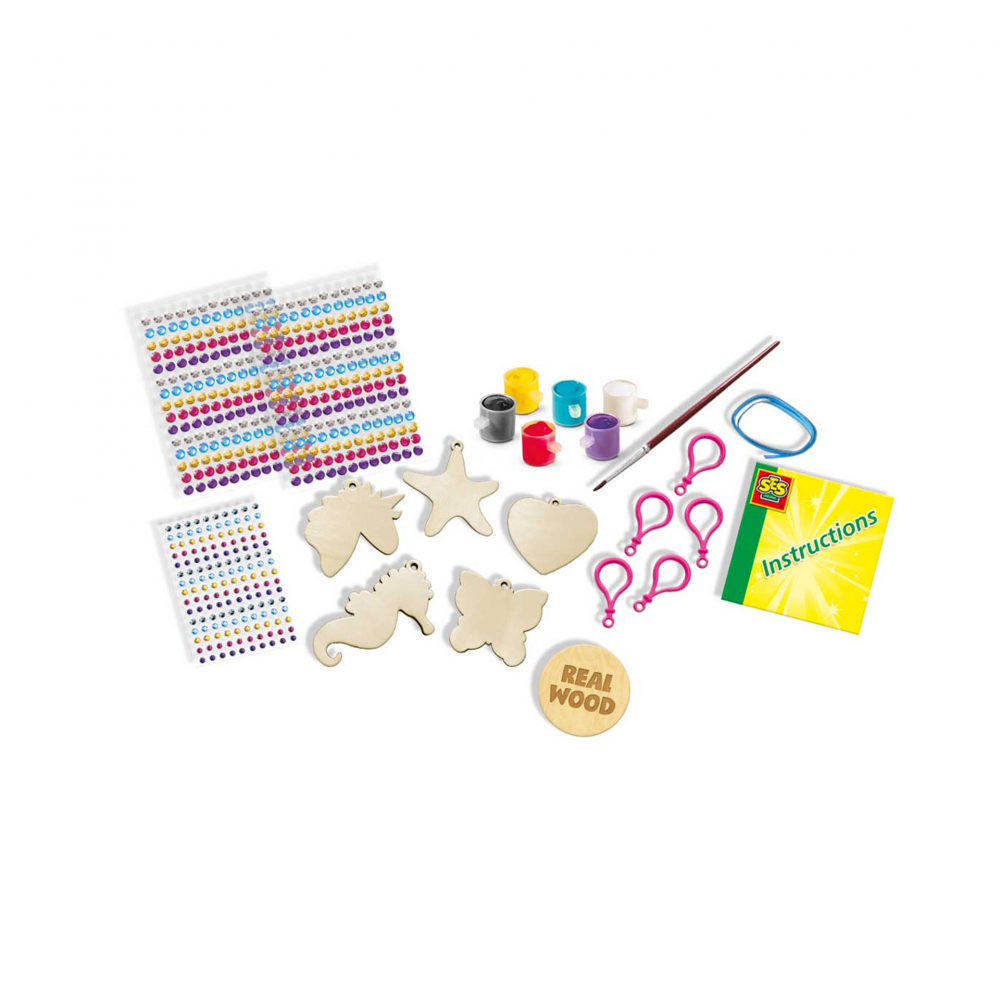 Kit pentru copii de pictat brelocuri din lemn si lipit diamante [2]