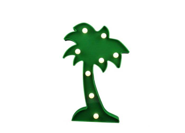 Lampa 7 leduri design palmier pentru copii,verde, 13x24 cm
