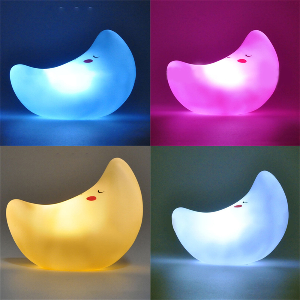 Lampa de veghe Led pentru copii, model semiluna,diverse culori,plastic, 14x8 cm [4]