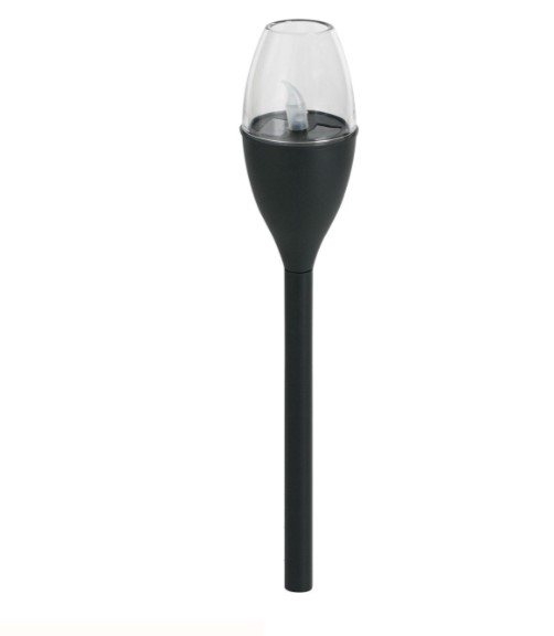 Lampa Led solara, Plastic,Efect de flacara, Negru, 28 cm