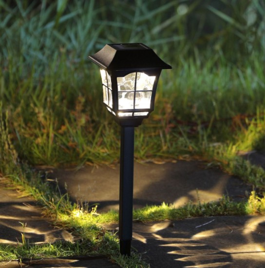 Lampa led solara, plastic, negru, 32 cm