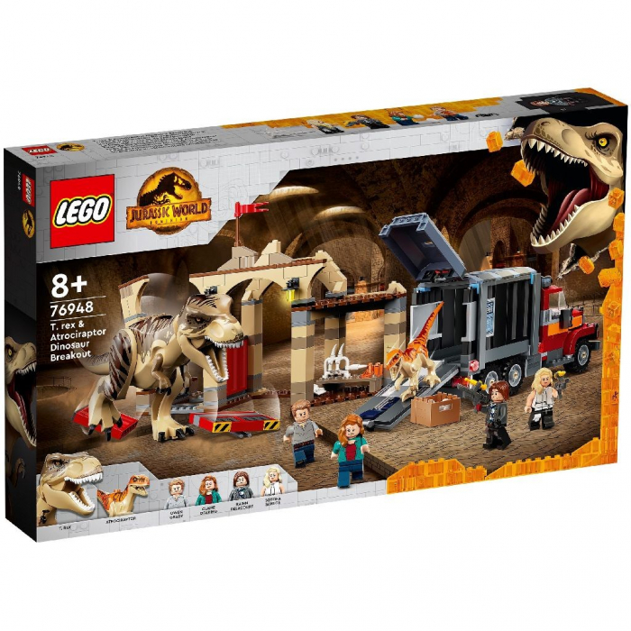 LEGO Jurassic World Evadarea Dinozaurilor T-Rex si Atrociraptor 76948