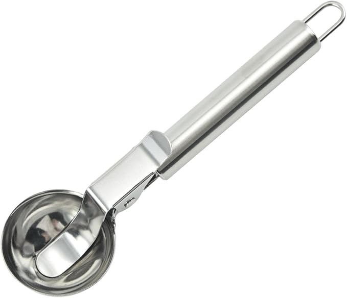 Lingura pentru inghetata cu declansator pe maner, inox,20.5x5.5 cm [6]