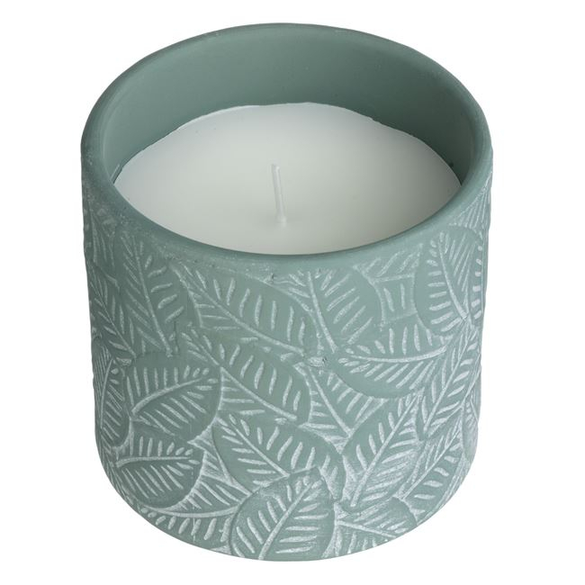 Lumanare citronella anti tantari in ghiveci ceramica, model frunze tropicale,550 g [2]