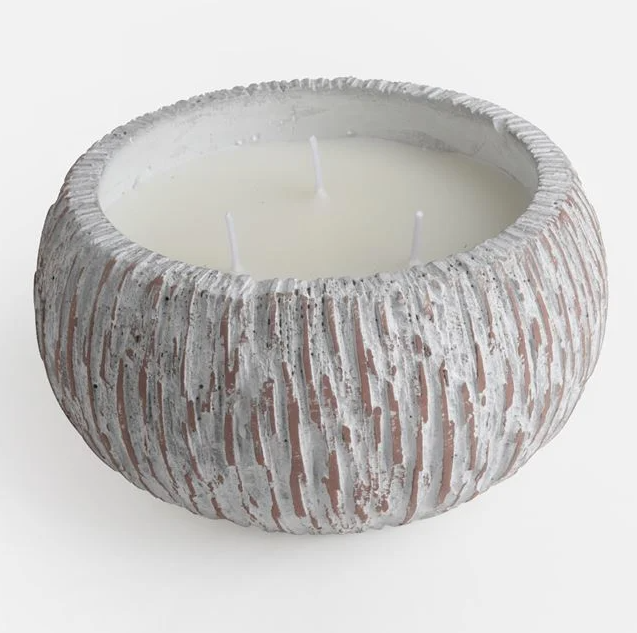 Lumanare citronella in ghiveci ceramic, model relief, 9.5x16.5 cm, anti tantari