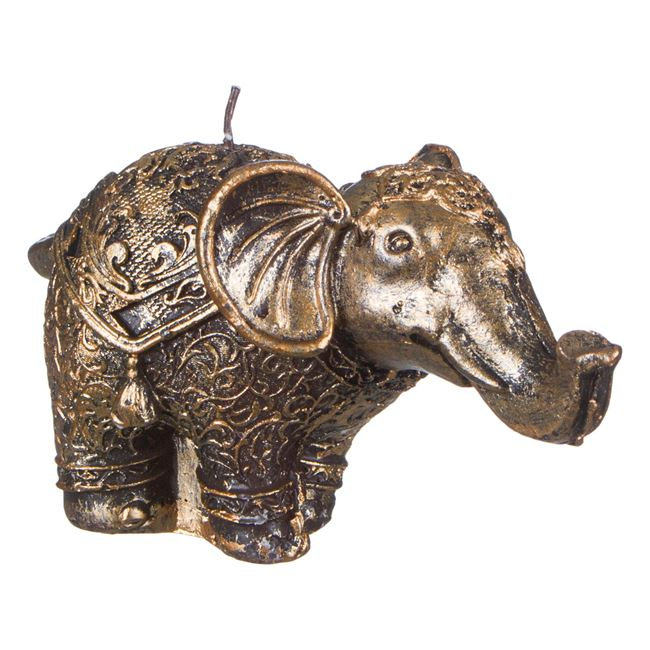 Lumanare decorativa 3D in forma de elefant, auriu, 7,5x15 cm