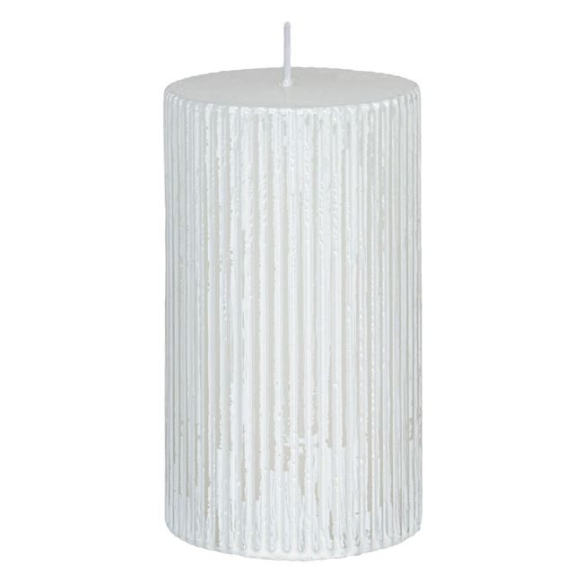 Lumanare decorativa glitter cu linii verticale in relief [2]