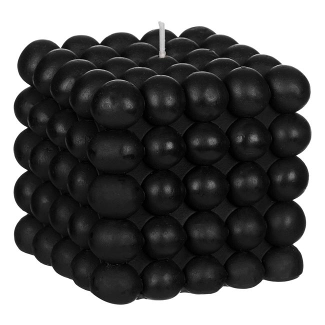 Lumanare decorativa, model cu bile mici pe 5 nivele, negru, 7,5x7,5x7,5 cm