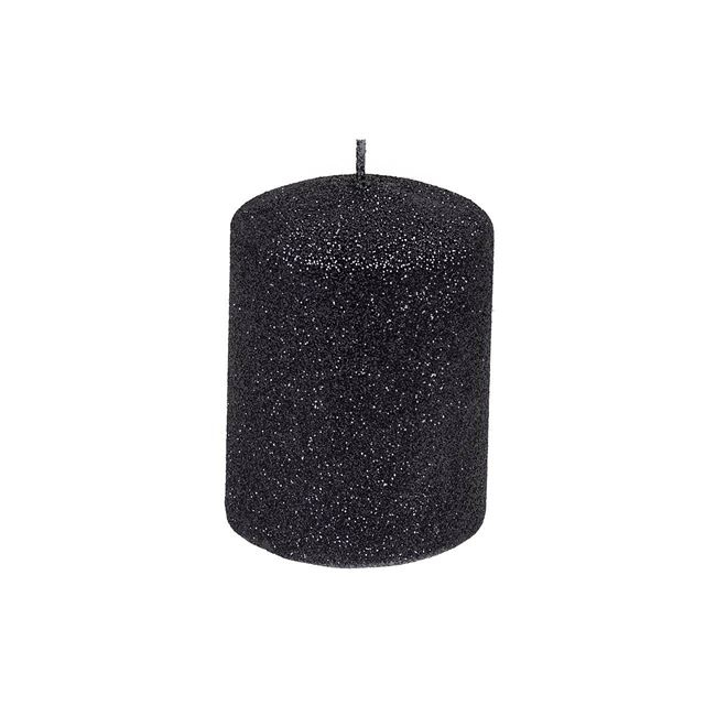 Lumanare decorativa pentru Craciun negru glitter,6x8.5 cm