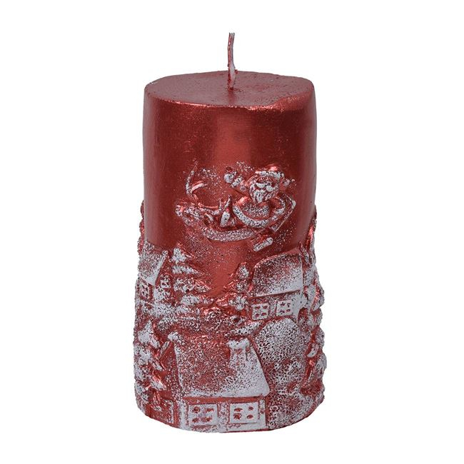 Lumanare decorativa pentru Craciun,rosu,7.5x12.5 cm