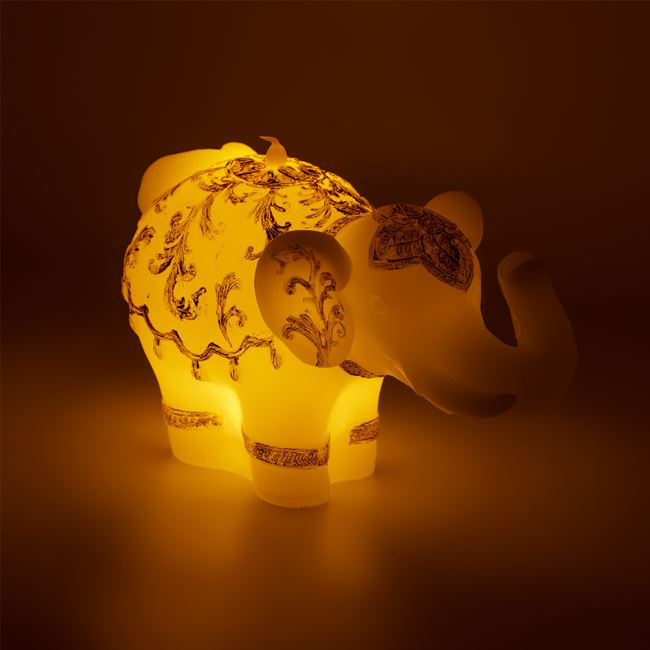 Lumanare LED decorativa 3D in forma de elefant cu broderie aurie [2]