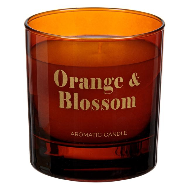 Lumanare parfumata cu aroma proaspata de portocale si flori, in pahar, 8x9 cm