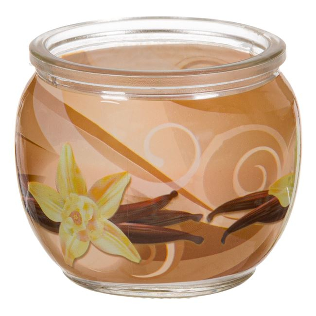 Lumanare parfumata cu aroma proaspata de vanilie, in pahar, 6,5x6,8 cm