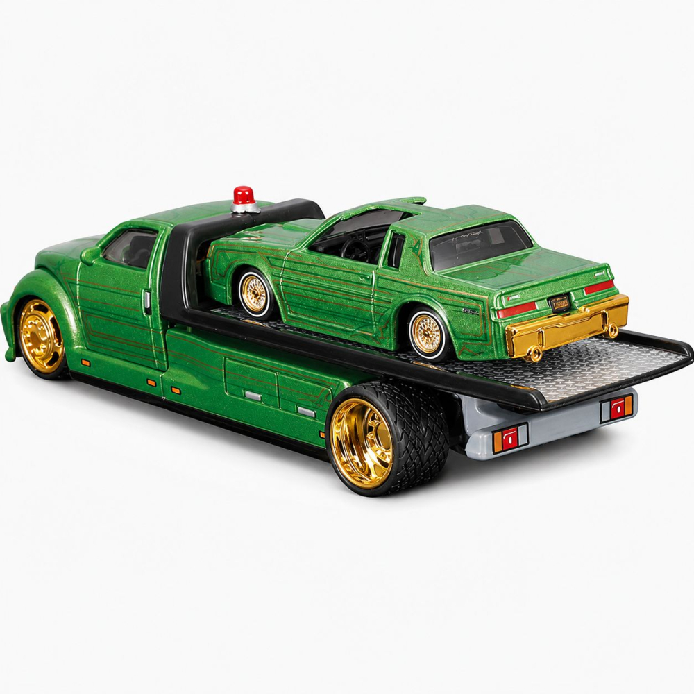MAISTO DESIGN ELITE TRANSPORT SET CAMION CU RAMPA MAISTO FLATBED SI MASINUTA BUICK REGAL T TYPE 1987 SCARA 1 LA 64 [3]