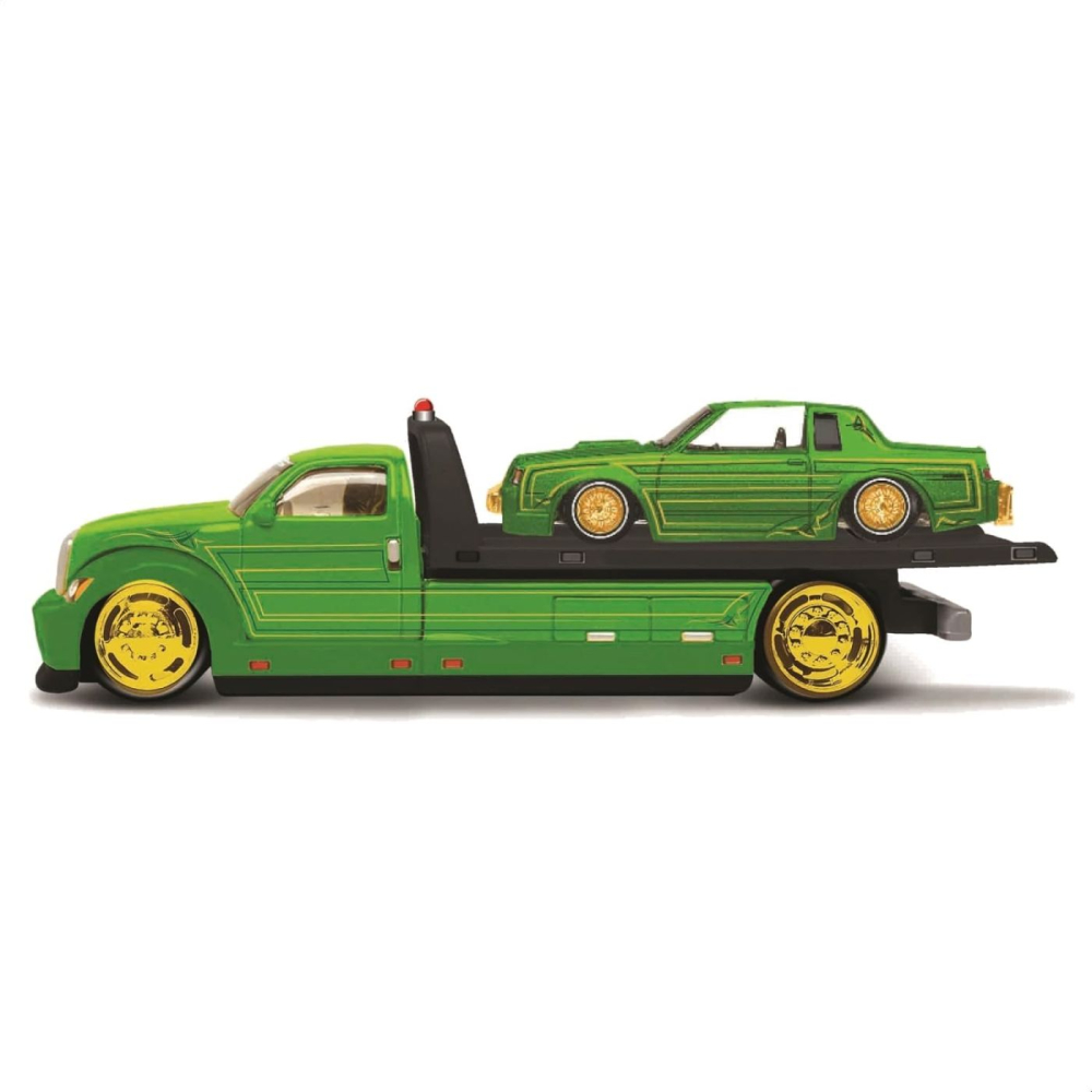 MAISTO DESIGN ELITE TRANSPORT SET CAMION CU RAMPA MAISTO FLATBED SI MASINUTA BUICK REGAL T TYPE 1987 SCARA 1 LA 64 [7]
