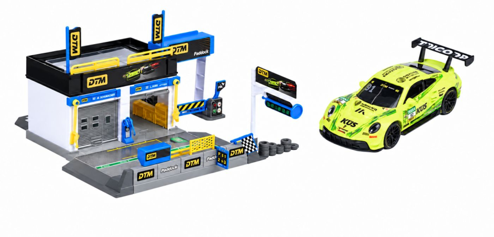 MAJORETTE SET MOTORSPORT DTM CU MASINUTA INCLUSA PORSCHE 911 GT3 R SCARA 1 LA 64 [2]