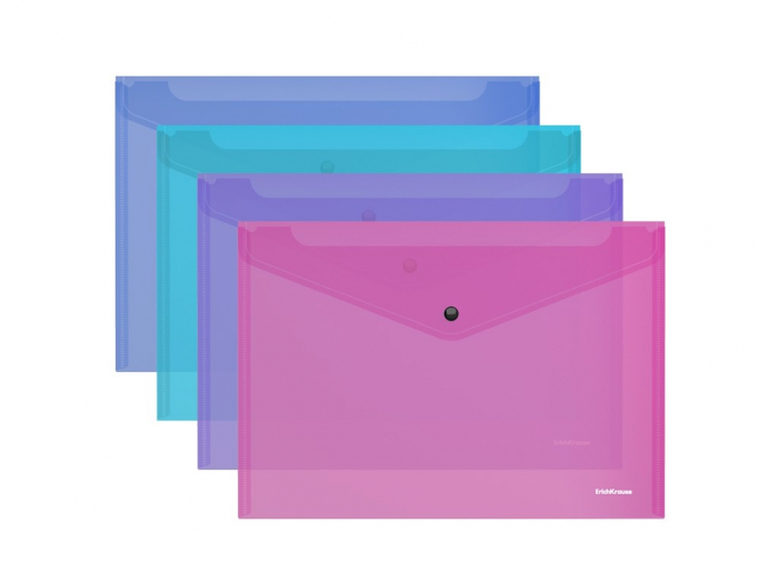 Mapa din plastic cu capsa A4, semitransparenta, Fizzy Vivid, Erich Krause,diverse culori