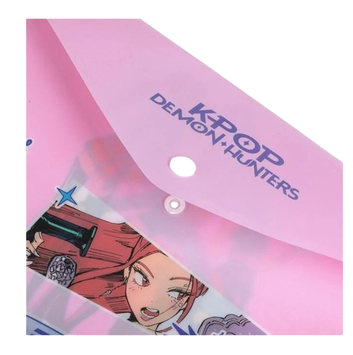 Mapa plastic A4 cu capsa imprimeu K-Pop, roz, 33x24 cm [2]