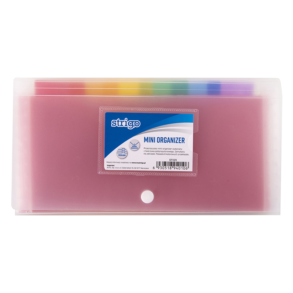 Mapa plic cu capsa DL, 6 compartimente colorate,transparent