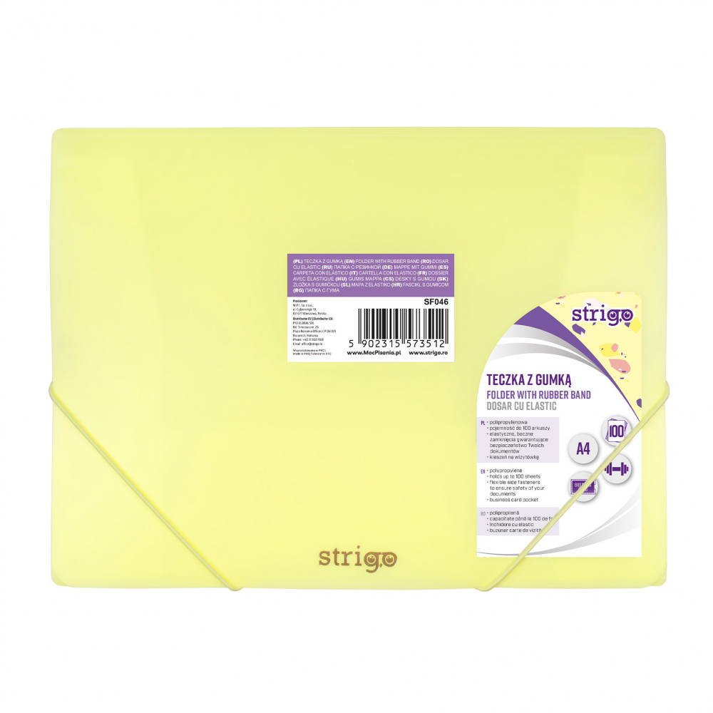 Mapa Strigo A4 cu elastic, Pastel Galben