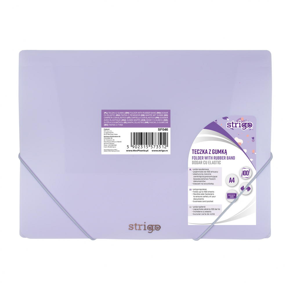 Mapa Strigo A4 cu elastic, Pastel Liliac