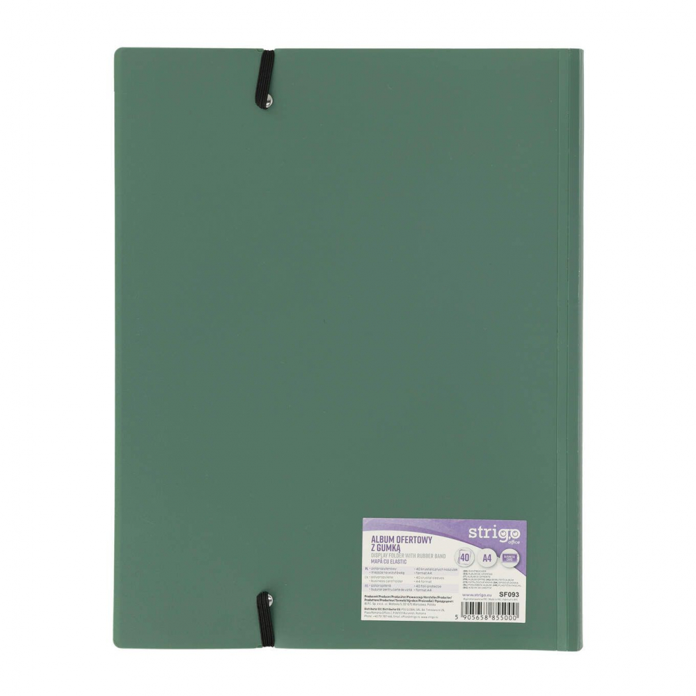 Mapa Strigo A4 cu elastic și 40 folii, verde închis – protecție completă [2]