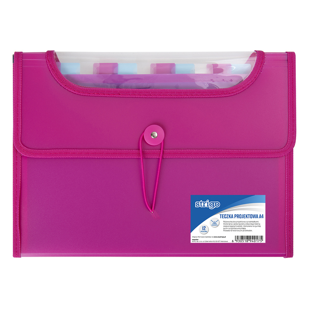 Mapa A4 extensibila cu 12 compartimente,plastic, roz [1]