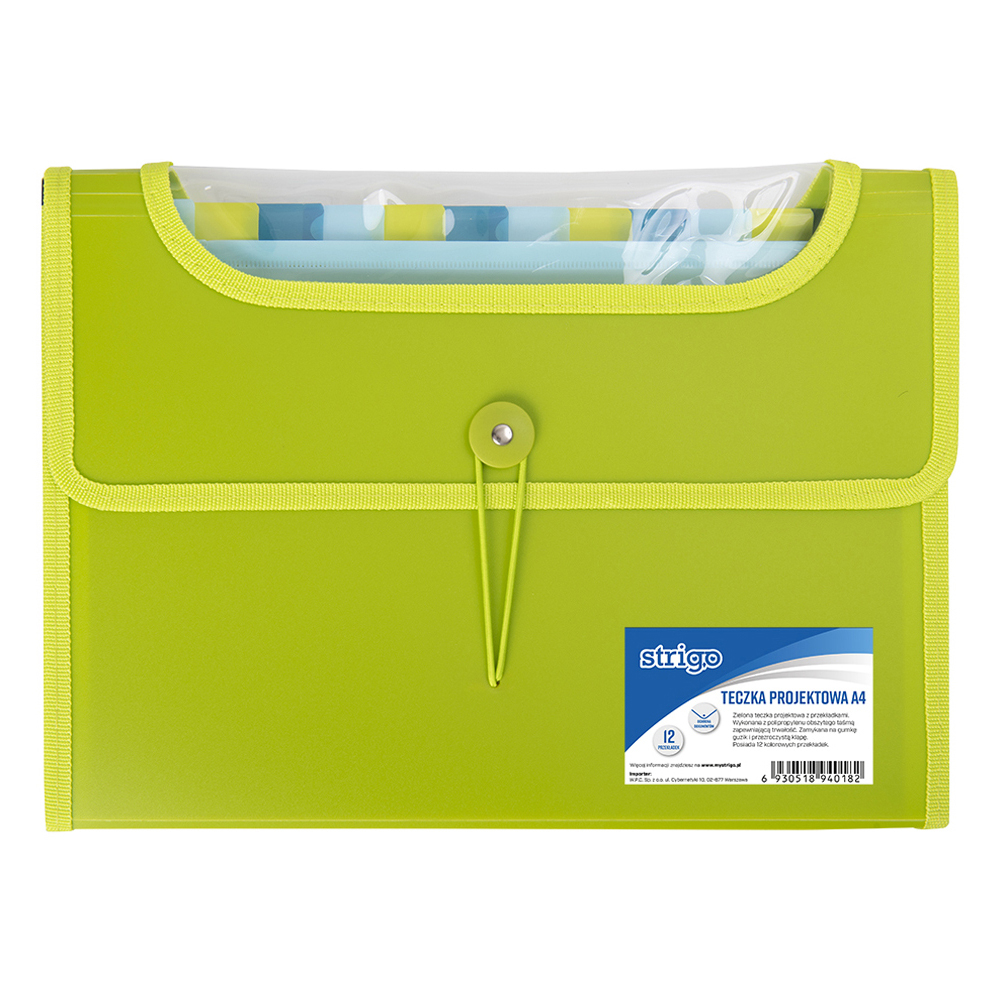 Mapa A4 extensibila cu 12 compartimente,plastic, verde