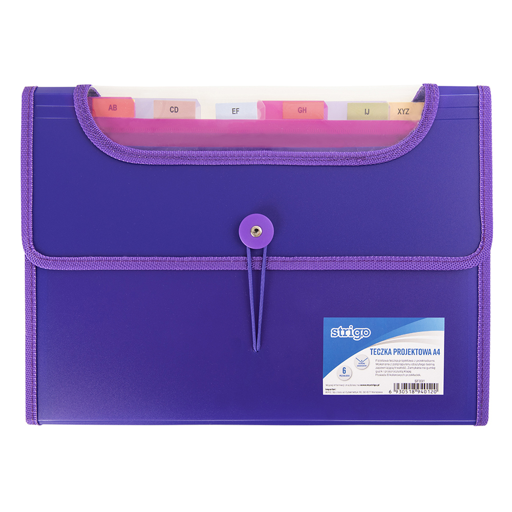 Mapa A4 extensibila cu 6 compartimente, plastic,mov