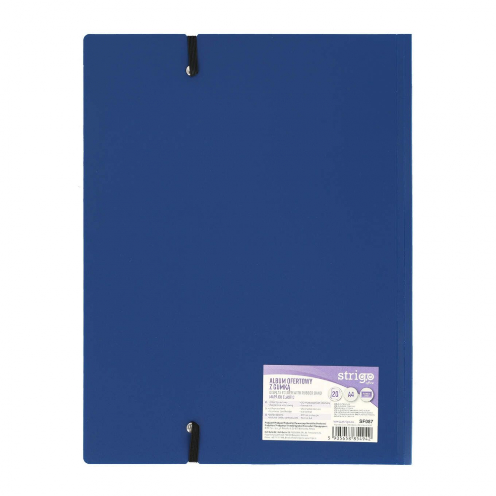 Mapa Strigo, PP, A4, cu elastic, 20 folii protecție, albastru închis  [2]