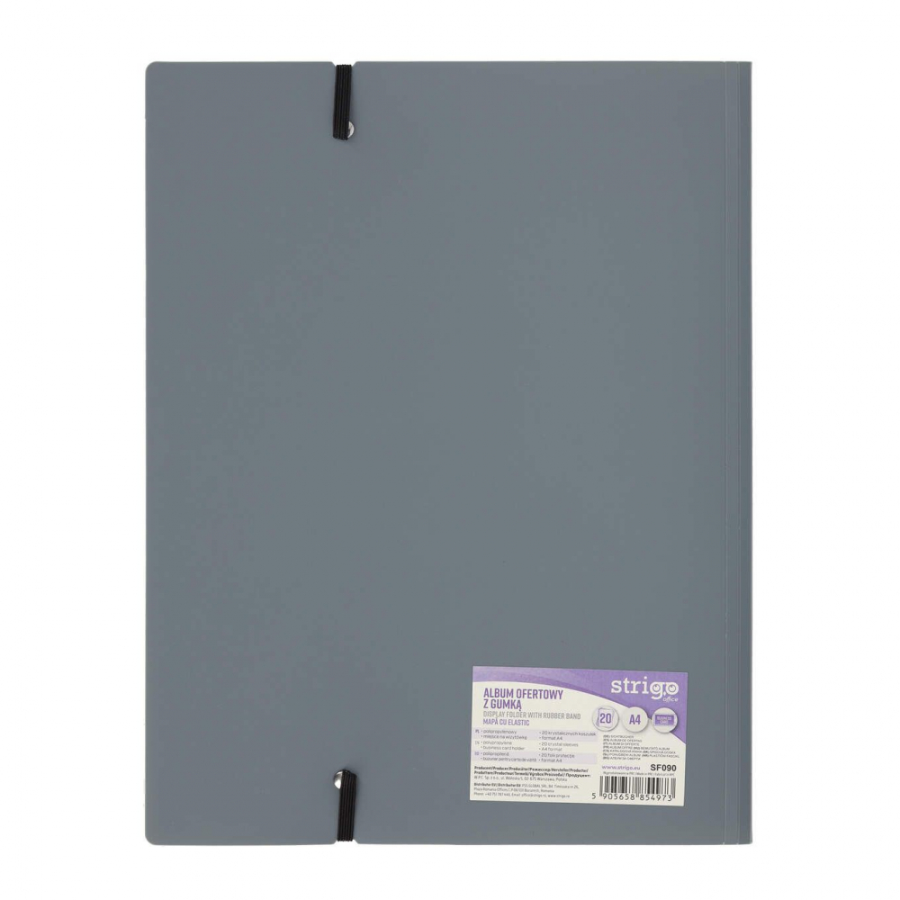 Mapa Strigo, PP, A4, cu elastic, 20 folii protecție, gri [4]