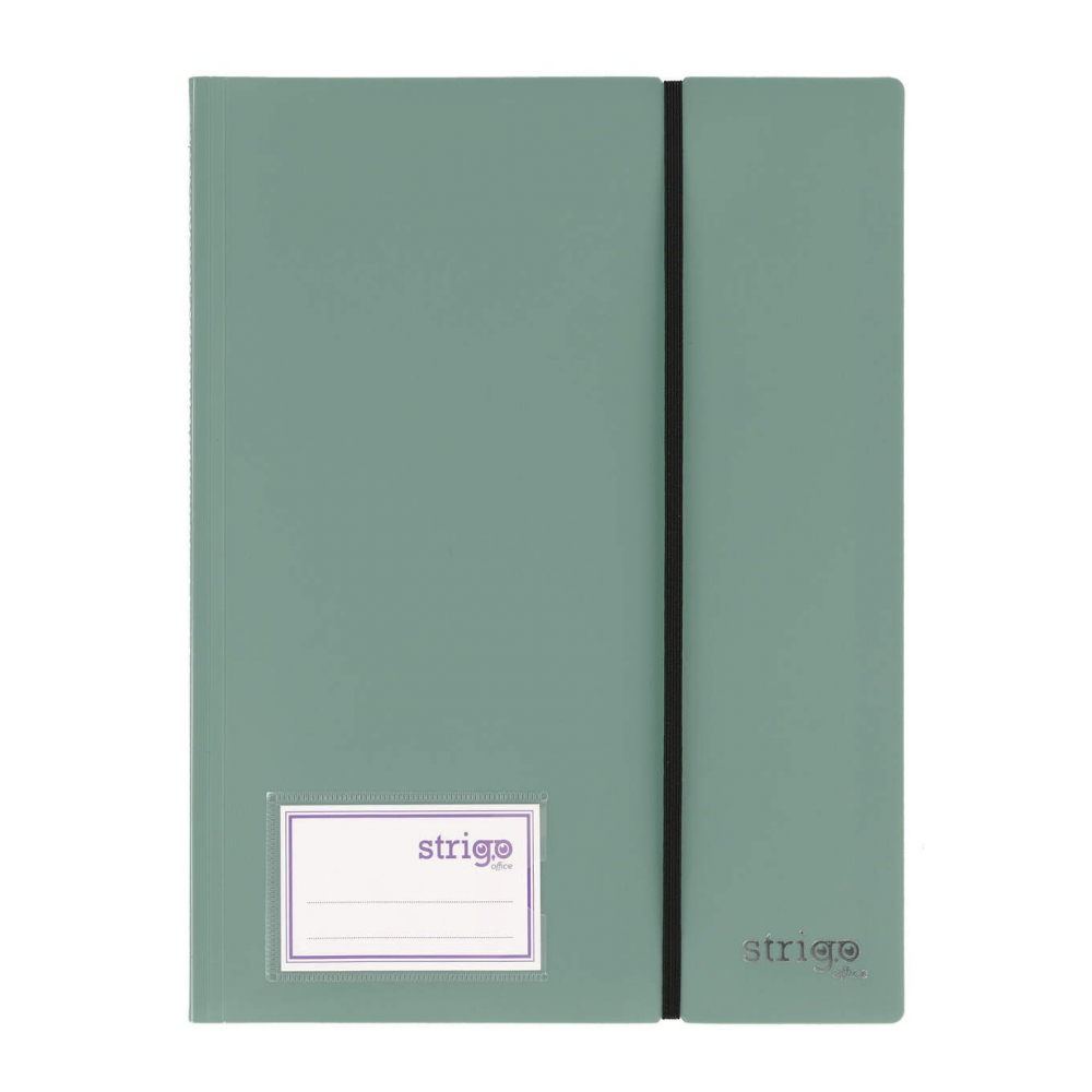Mapa Strigo, PP, A4, cu elastic, 20 folii protectie, verde deschis