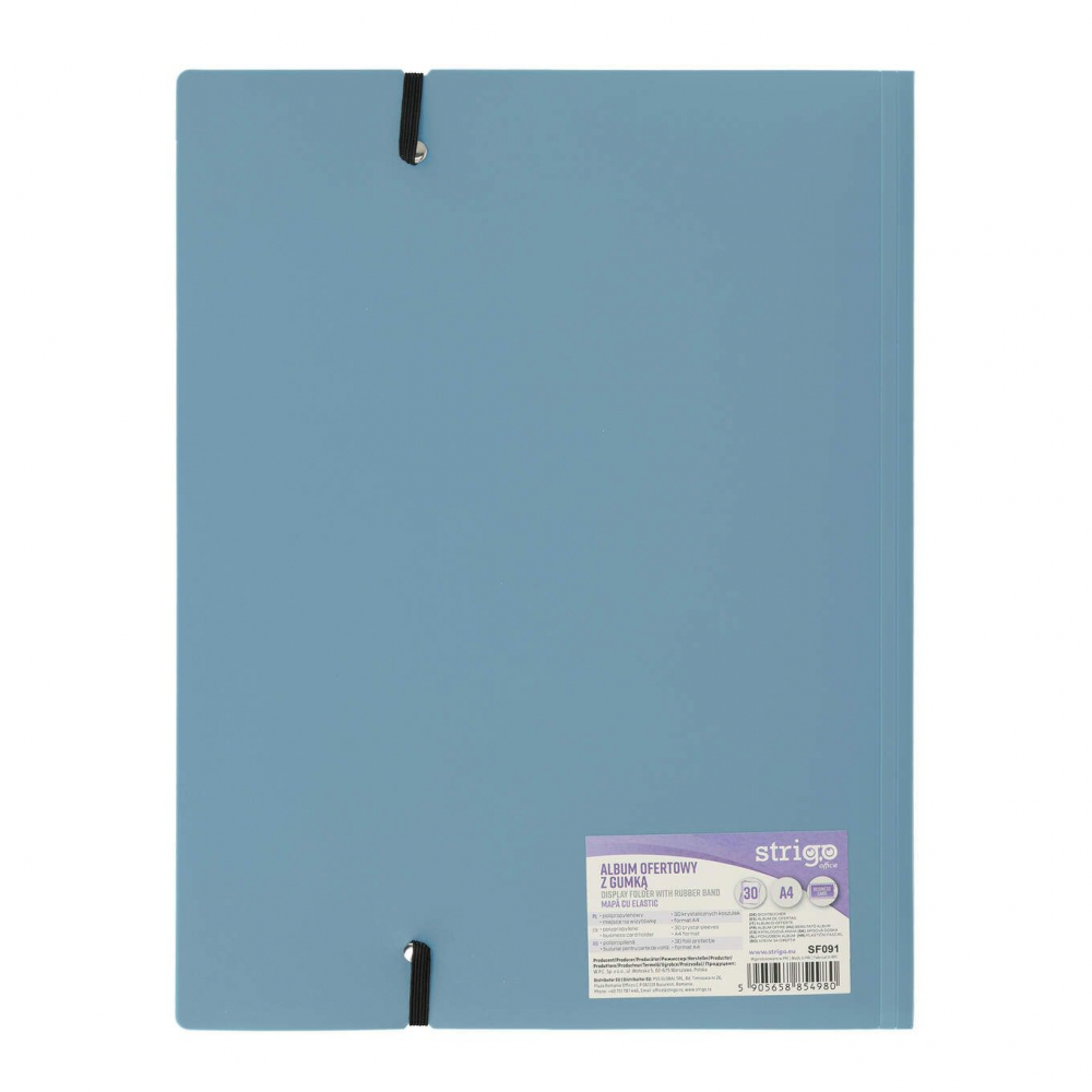 Mapa Strigo, PP, A4, cu elastic, 30 folii protecție, gri-albastru [2]