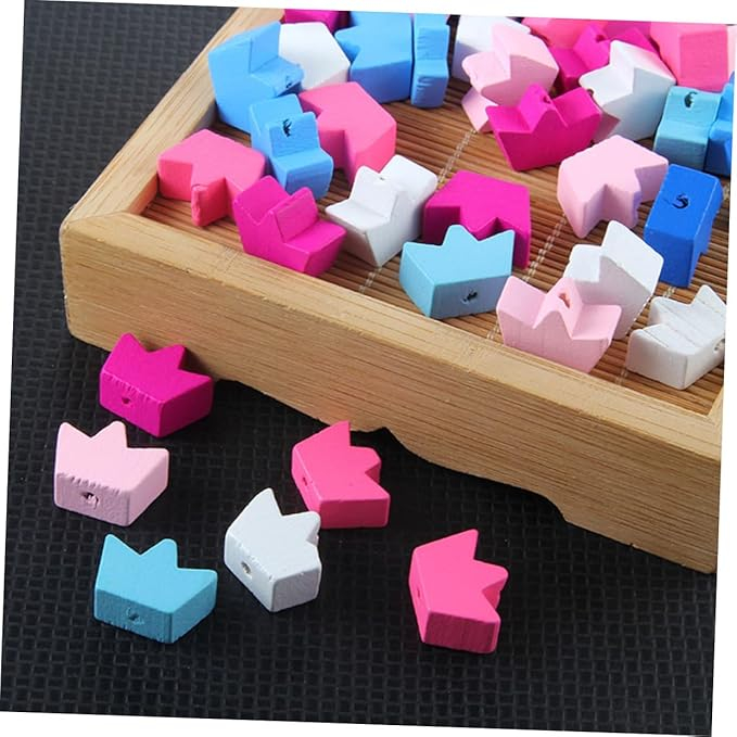 Margele coroana colorate din lemn pentru activitati crafts,10 bucati/set, 16x12 mm [2]