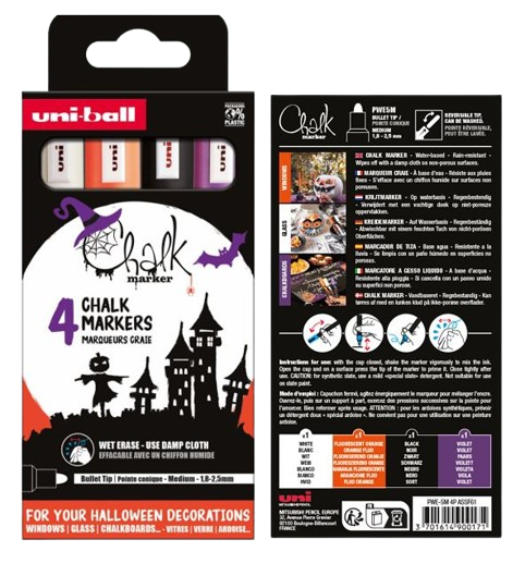 Marker cu creta lichida nepermanenta pentru activitati craft,varf mediu 1.8-2.5 mm, 4 culori/set [2]