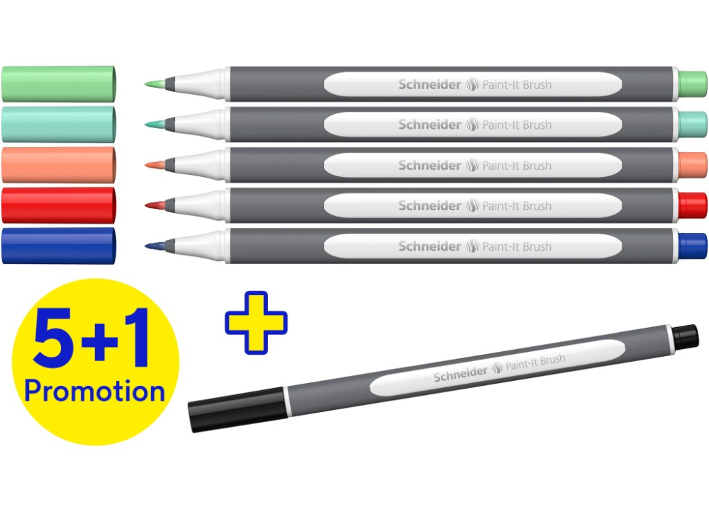 Marker cu vârf pensulă Paint-It 070 Schneider,cerneala pe baza de apa, varf tip F, 6 culori/set [2]