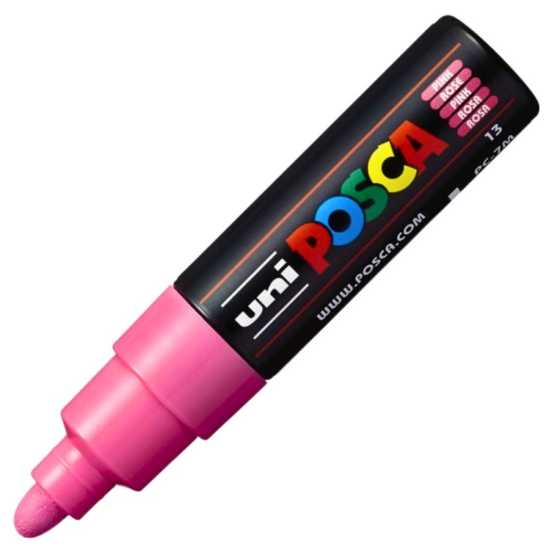 Marker cu varf rotund gros uni pc-7m posca 4.5-5.5 mm,roz