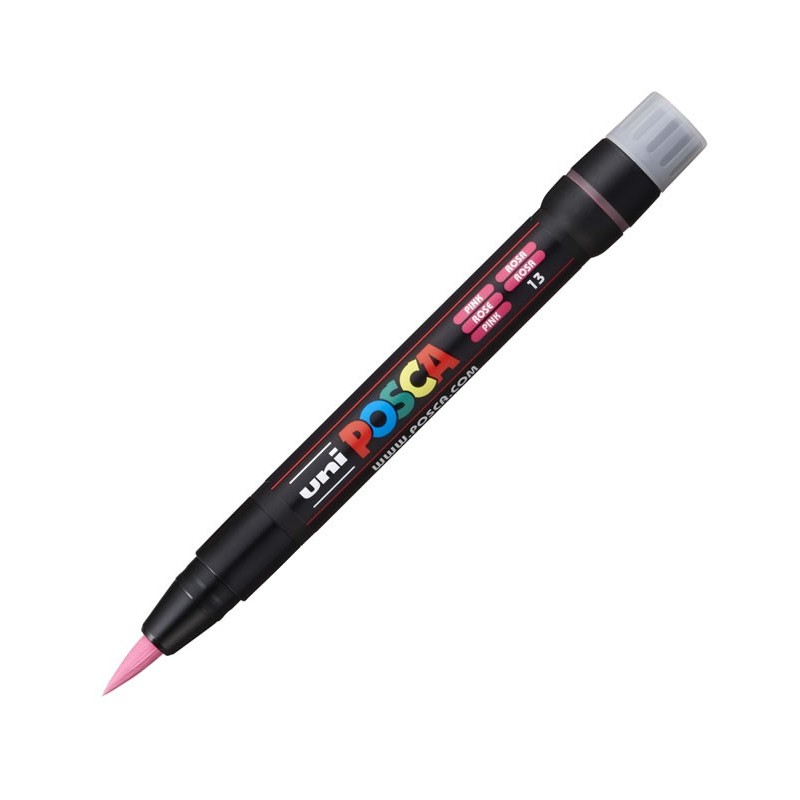 Marker cu varf tip pensula UNI Posca Brush PCF-350,roz