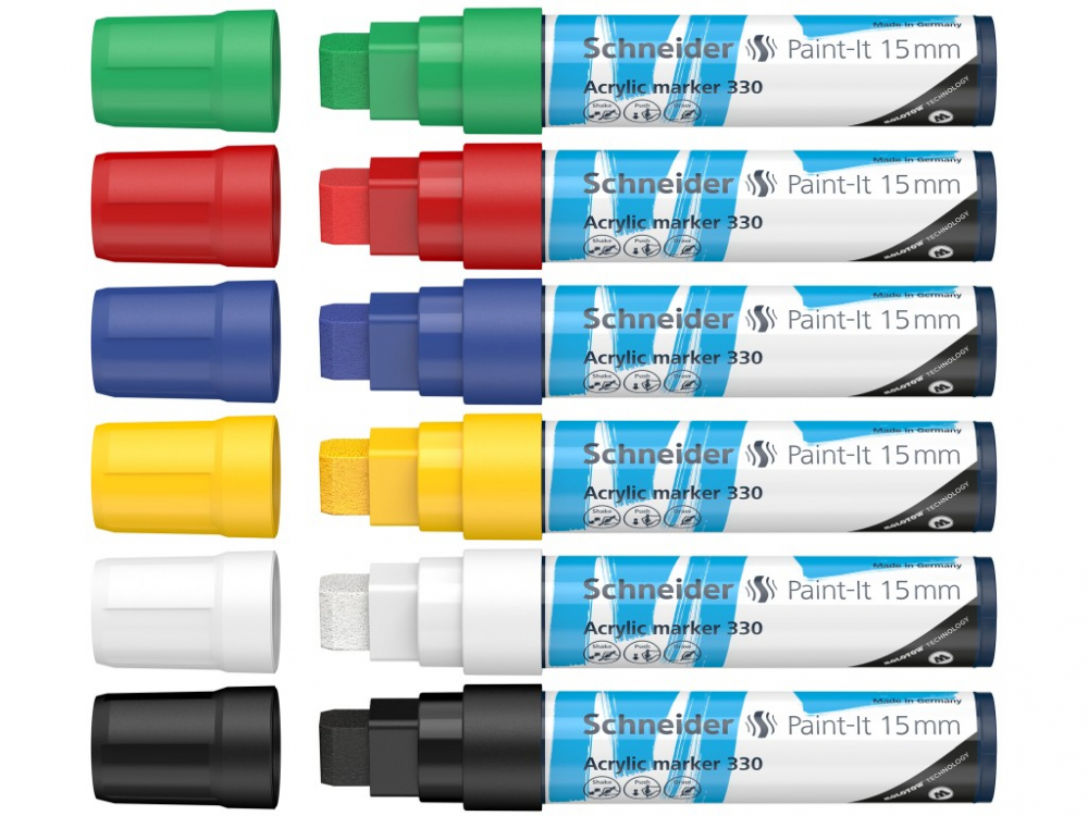 Marker cu vopsea acrilică,varf lat,Paint-It 330 15 mm, 6 culori/set [2]