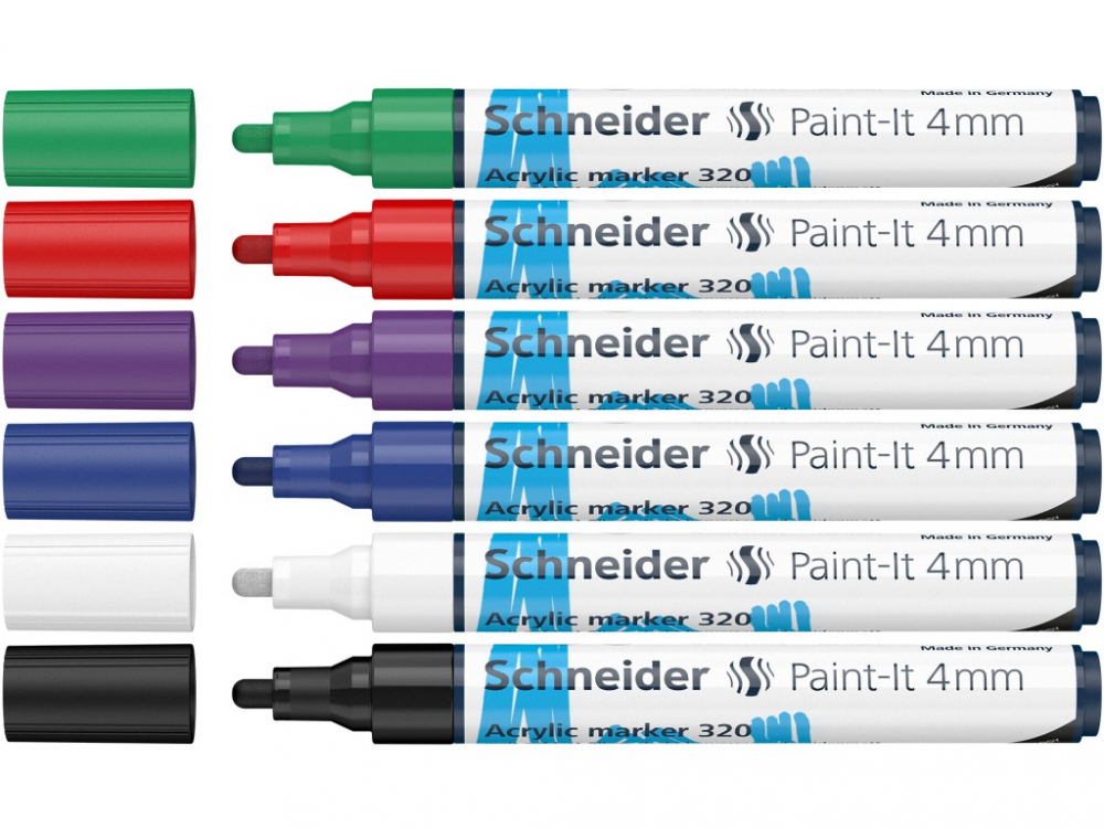 Marker cu vopsea acrilica, varf rotund,Paint-It 320 4 mm, 6 culori/set [2]