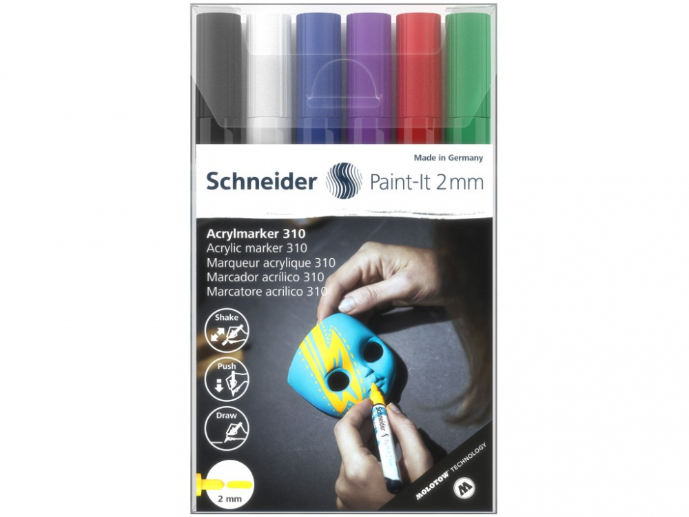 Marker cu vopsea acrilică,varf rotunjit Paint-It 310 2 mm,6 culori/set [1]