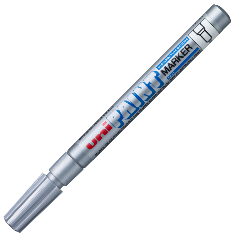 Marker cu vopsea pe baza de ulei,varf fin rotund,0.8-1.2 mm-argintiu